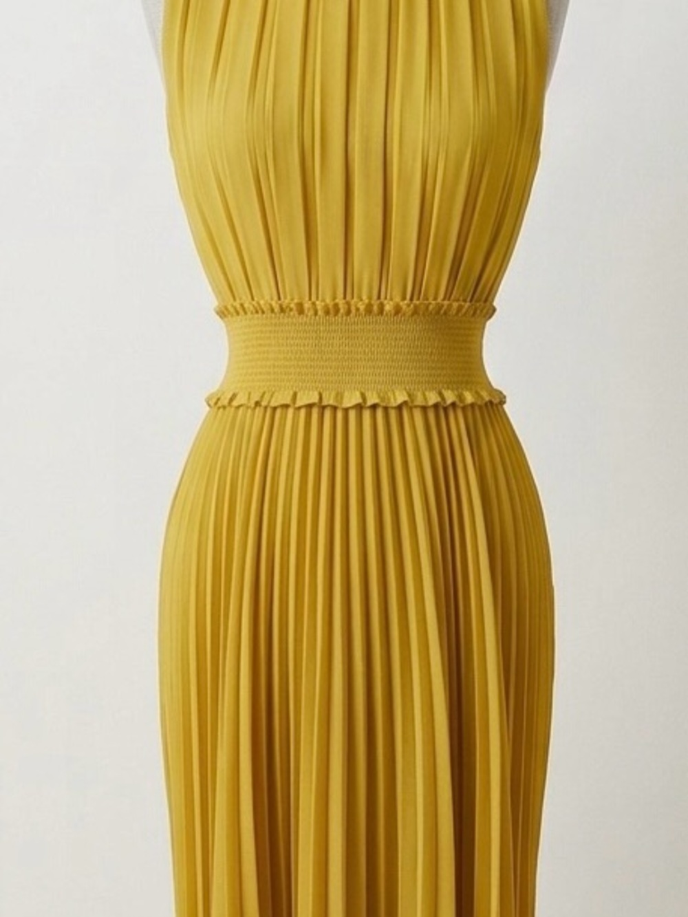 Nanette Lepore Yellow Chartreuse Pleated Mock Neck Midi Dress Size 8